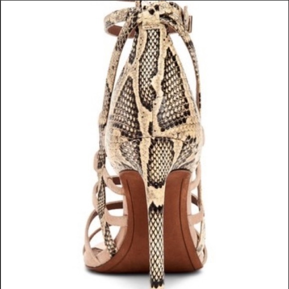 BCBGMAXAZRIA Ilsa Snake Embossed Caged Sandals Size 8.5 - Picture 2 of 8
